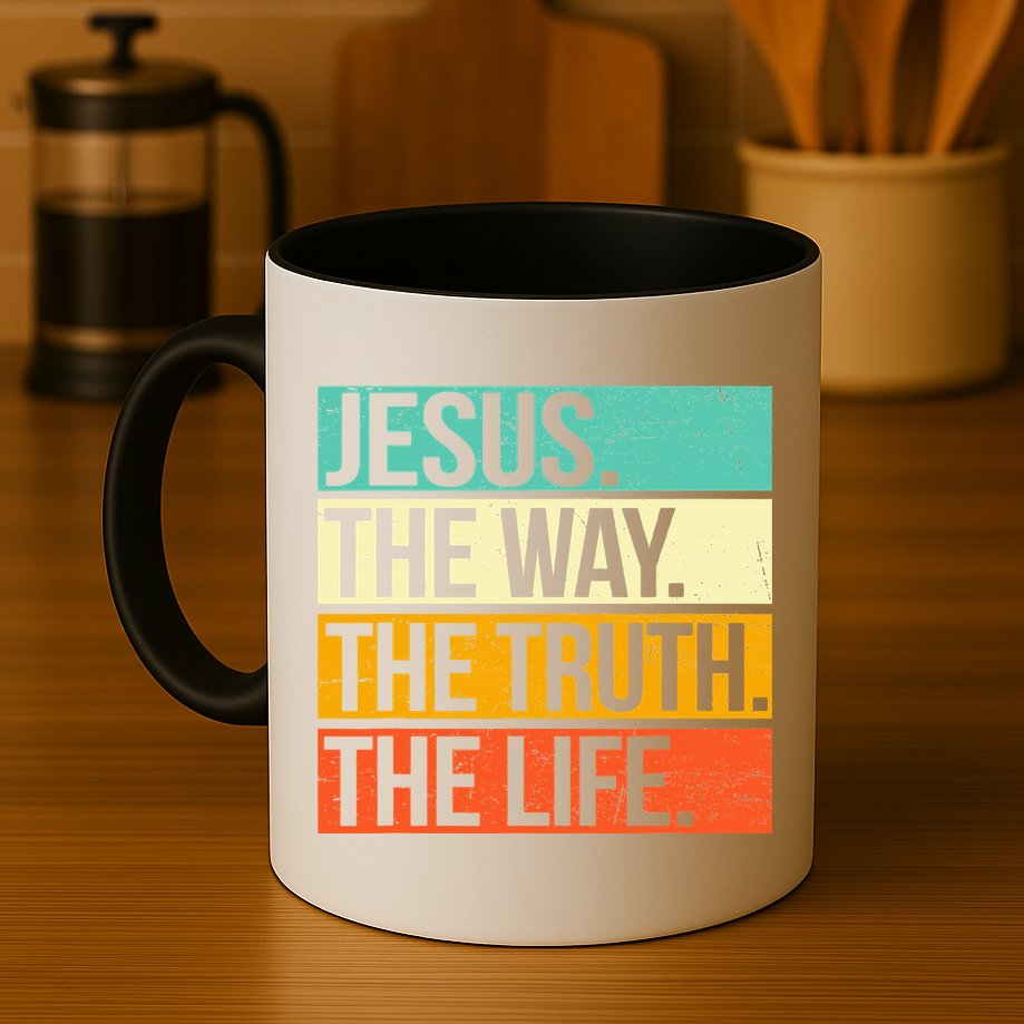 Retro Jesus The Way Truth Life Christian Bible Prayer Mug