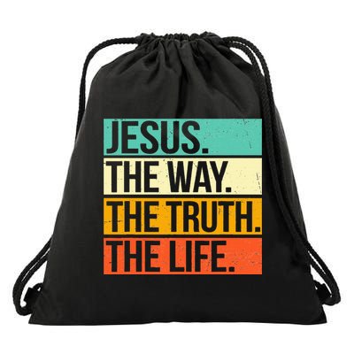 Retro Jesus The Way Truth Life Christian Bible Prayer Drawstring Bag
