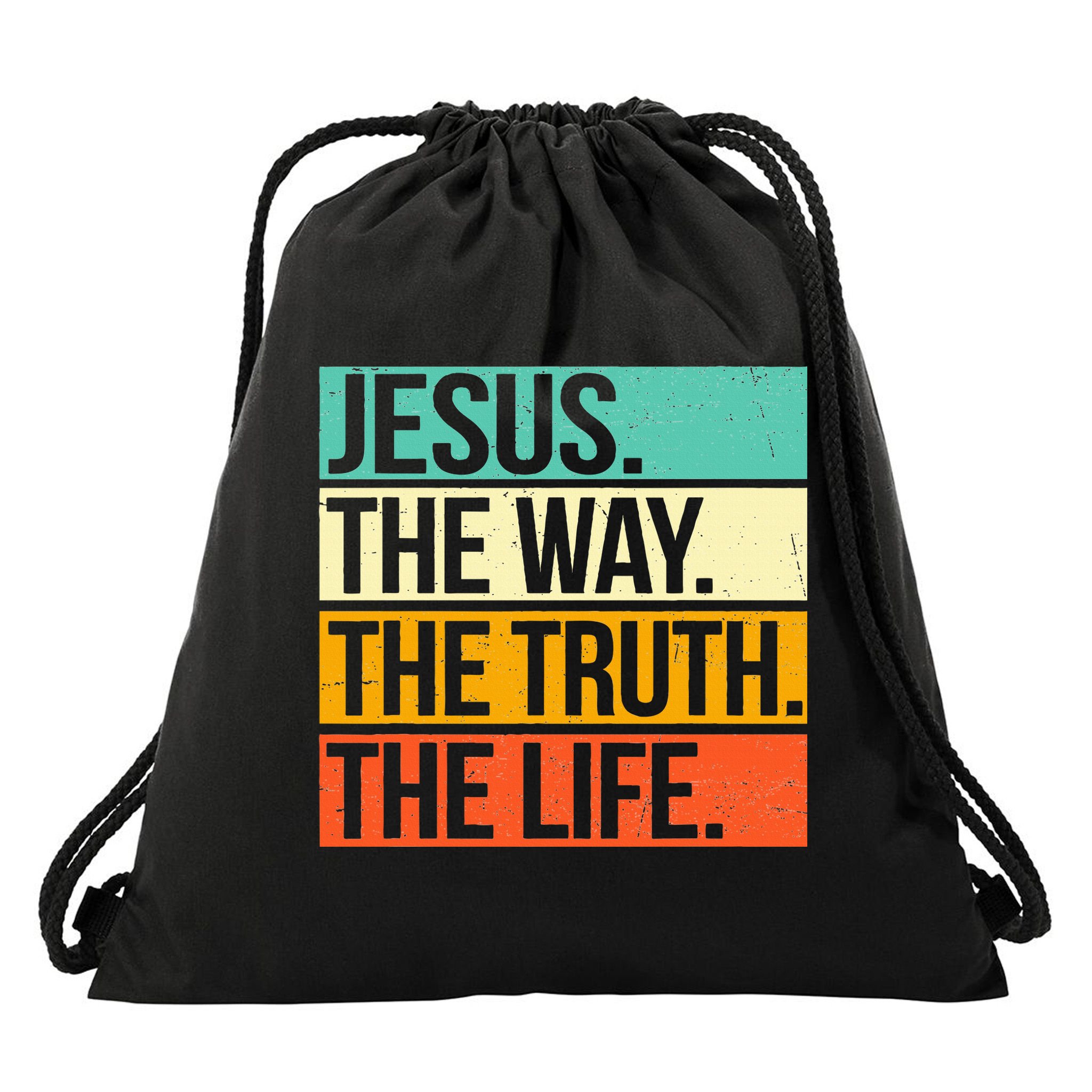 Retro Jesus The Way Truth Life Christian Bible Prayer Drawstring Bag