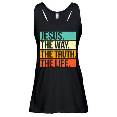 Retro Jesus The Way Truth Life Christian Bible Prayer Ladies Essential Flowy Tank