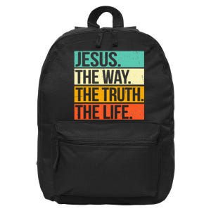 Retro Jesus The Way Truth Life Christian Bible Prayer 16 in Basic Backpack