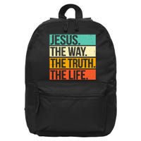 Retro Jesus The Way Truth Life Christian Bible Prayer 16 in Basic Backpack