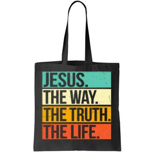 Retro Jesus The Way Truth Life Christian Bible Prayer Tote Bag