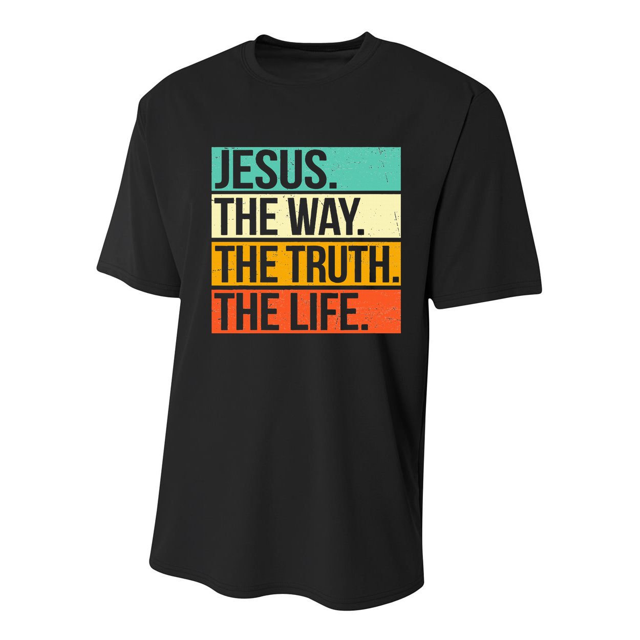 Retro Jesus The Way Truth Life Christian Bible Prayer Youth Performance Sprint T-Shirt