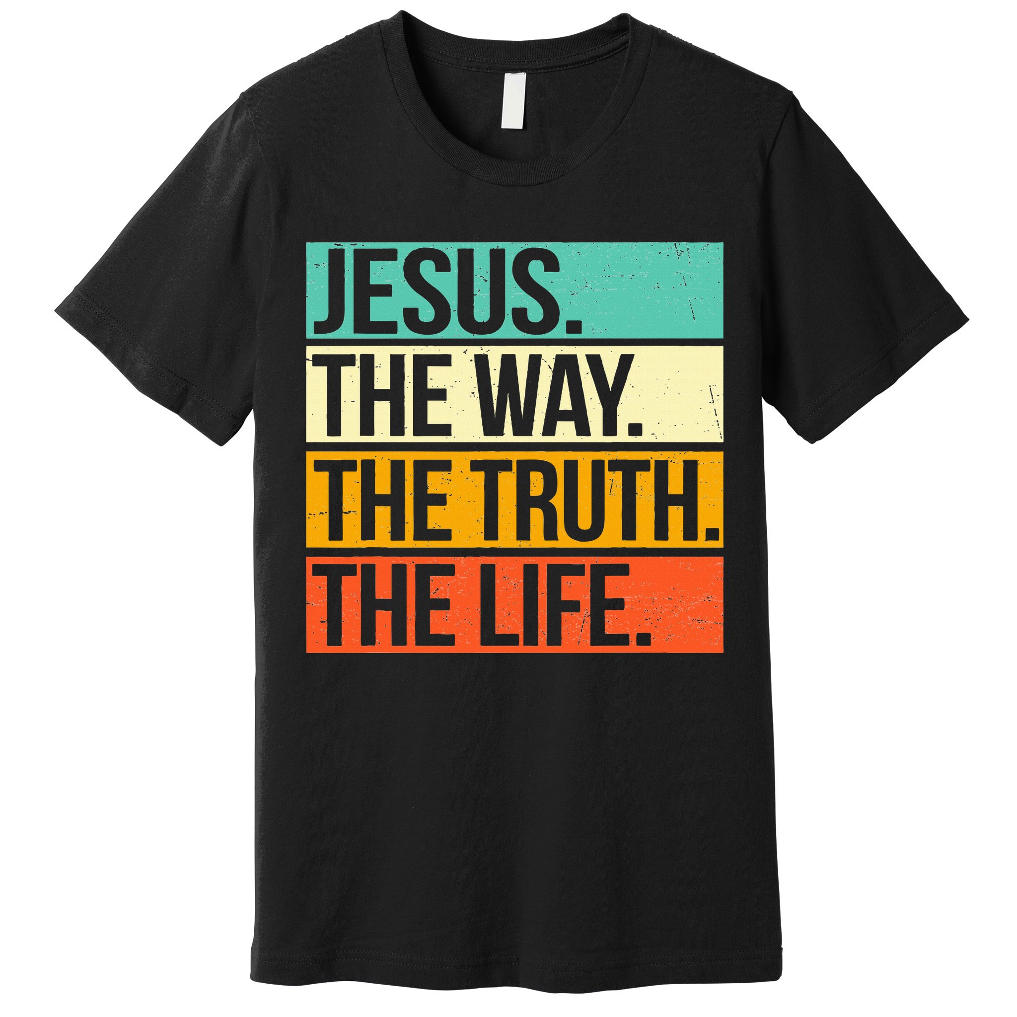 Retro Jesus The Way Truth Life Christian Bible Prayer Premium T-Shirt