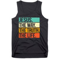 Retro Jesus The Way Truth Life Christian Bible Prayer Tank Top