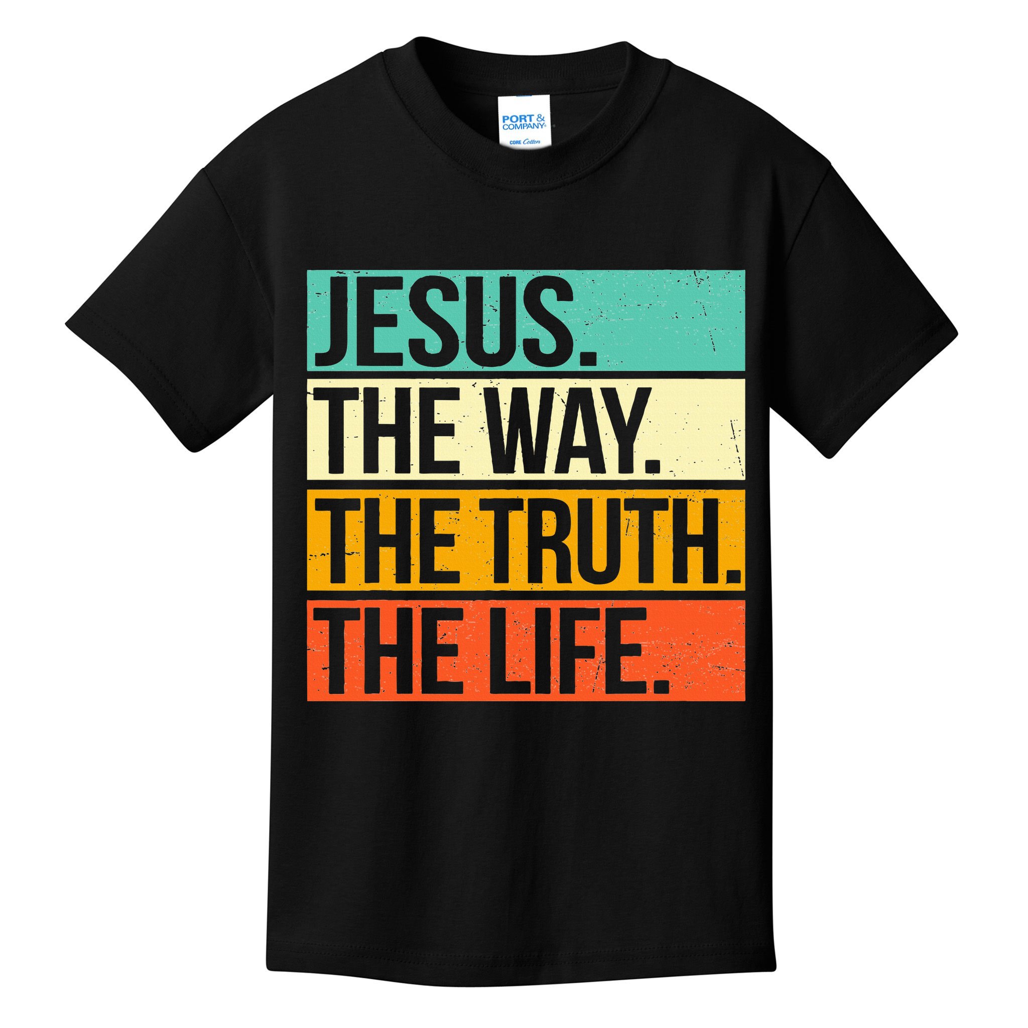 Retro Jesus The Way Truth Life Christian Bible Prayer Kids T-Shirt