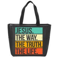 Retro Jesus The Way Truth Life Christian Bible Prayer Zip Tote Bag