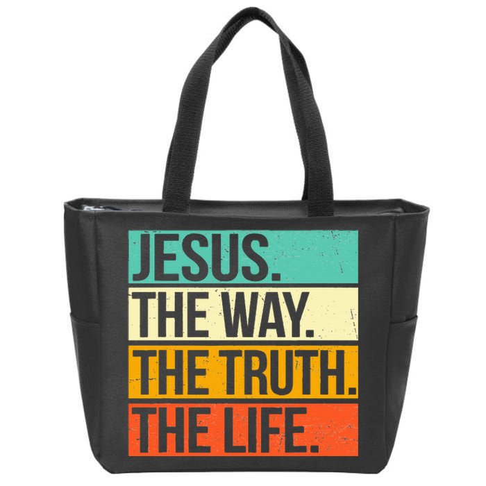 Retro Jesus The Way Truth Life Christian Bible Prayer Zip Tote Bag