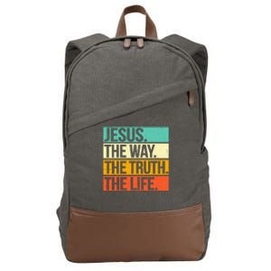 Retro Jesus The Way Truth Life Christian Bible Prayer Cotton Canvas Backpack