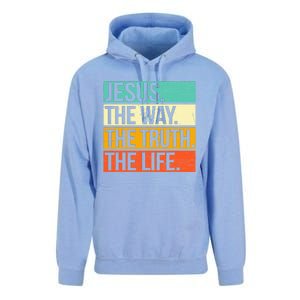 Retro Jesus The Way Truth Life Christian Bible Prayer Unisex Surf Hoodie