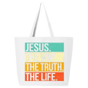 Retro Jesus The Way Truth Life Christian Bible Prayer 25L Jumbo Tote