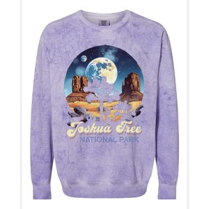 Retro Joshua Tree National Park Night Camping Hiking Colorblast Crewneck Sweatshirt