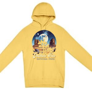 Retro Joshua Tree National Park Night Camping Hiking Premium Pullover Hoodie