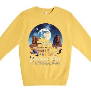 Retro Joshua Tree National Park Night Camping Hiking Premium Crewneck Sweatshirt