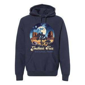 Retro Joshua Tree National Park Night Camping Hiking Premium Hoodie