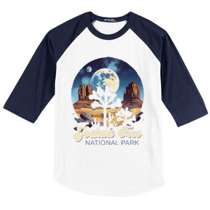 Retro Joshua Tree National Park Night Camping Hiking Baseball Sleeve Shirt