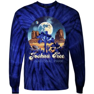 Retro Joshua Tree National Park Night Camping Hiking Tie-Dye Long Sleeve Shirt