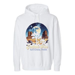 Retro Joshua Tree National Park Night Camping Hiking Garment-Dyed Fleece Hoodie