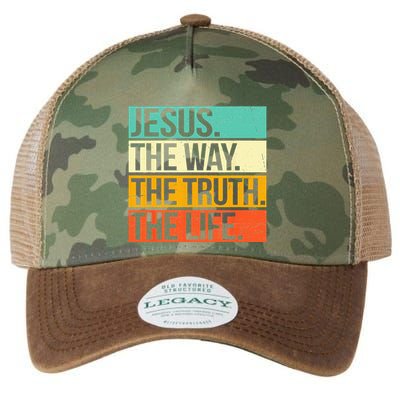 Retro Jesus The Way Truth Life Christian Bible Legacy Tie Dye Trucker Hat