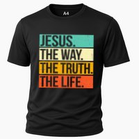 Retro Jesus The Way Truth Life Christian Bible Cooling Performance Crew T-Shirt