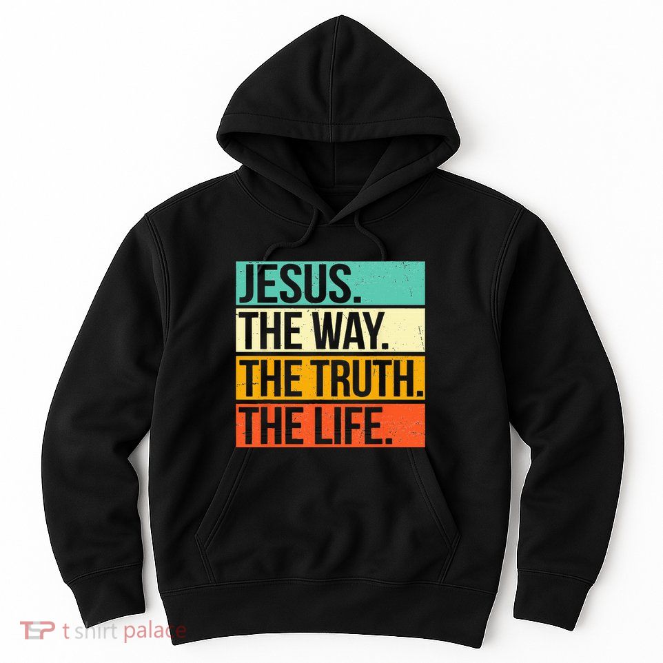 Retro Jesus The Way Truth Life Christian Bible Hoodie