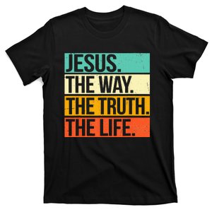 Retro Jesus The Way Truth Life Christian Bible T-Shirt