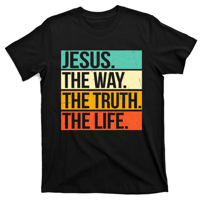 Retro Jesus The Way Truth Life Christian Bible T-Shirt