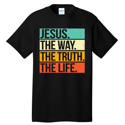 Retro Jesus The Way Truth Life Christian Bible Tall T-Shirt