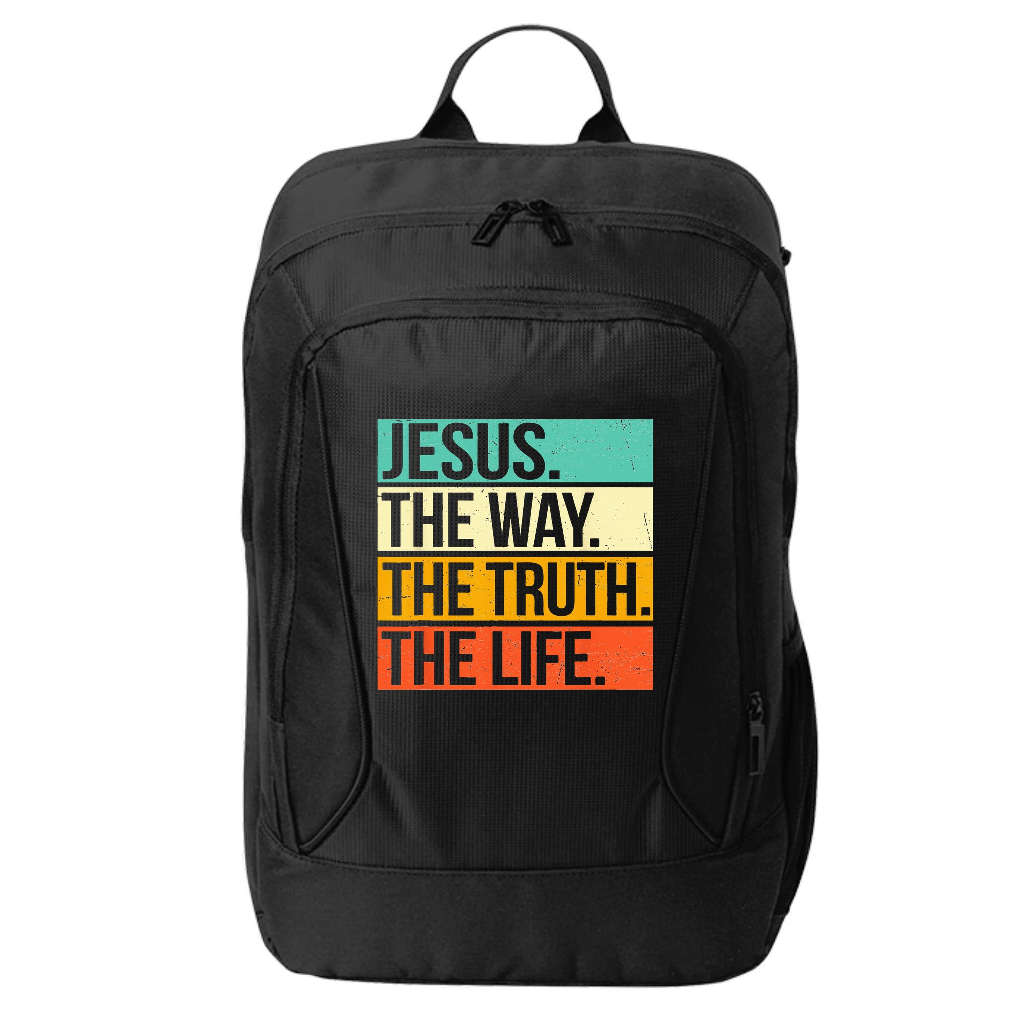 Retro Jesus The Way Truth Life Christian Bible City Backpack