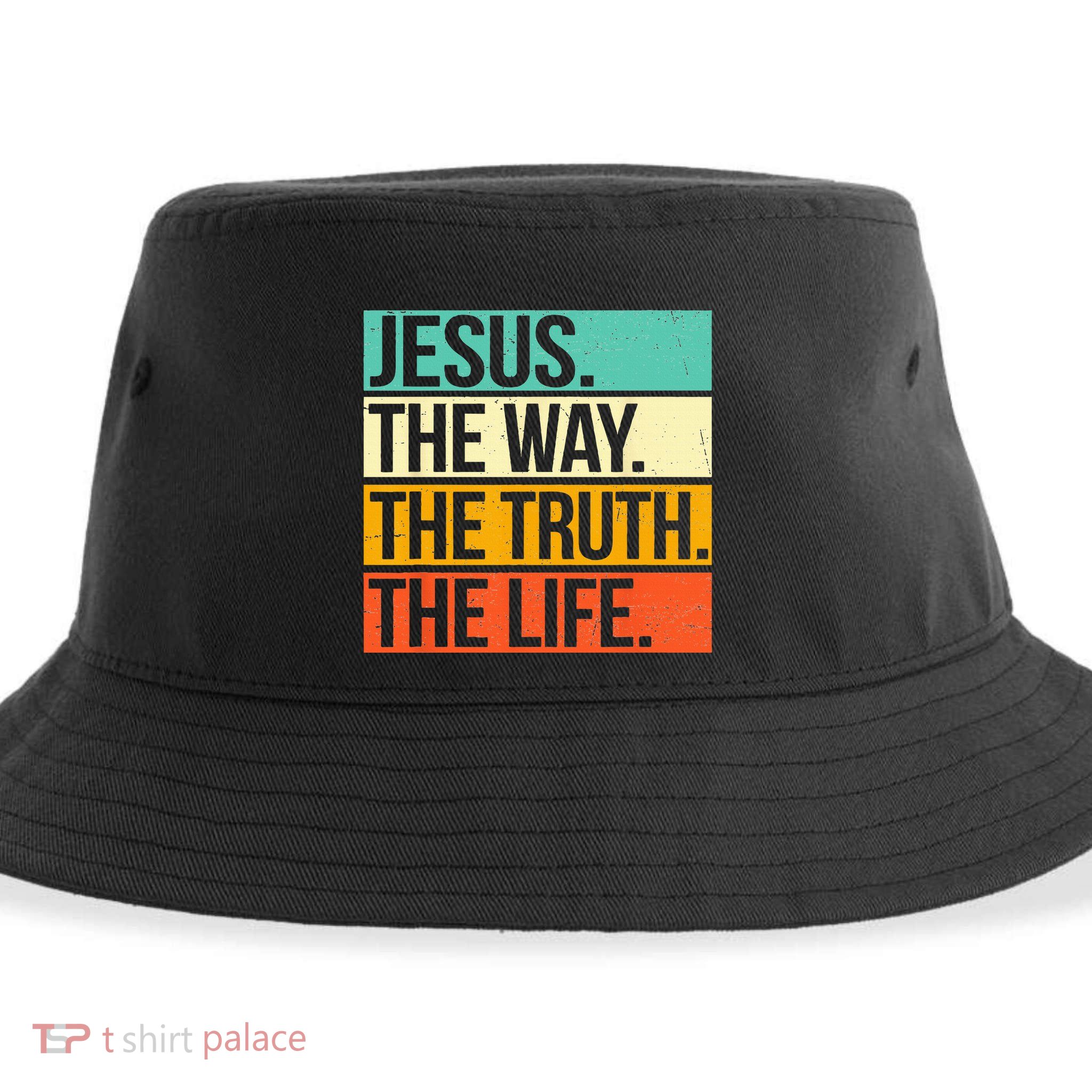 Retro Jesus The Way Truth Life Christian Bible Sustainable Bucket Hat
