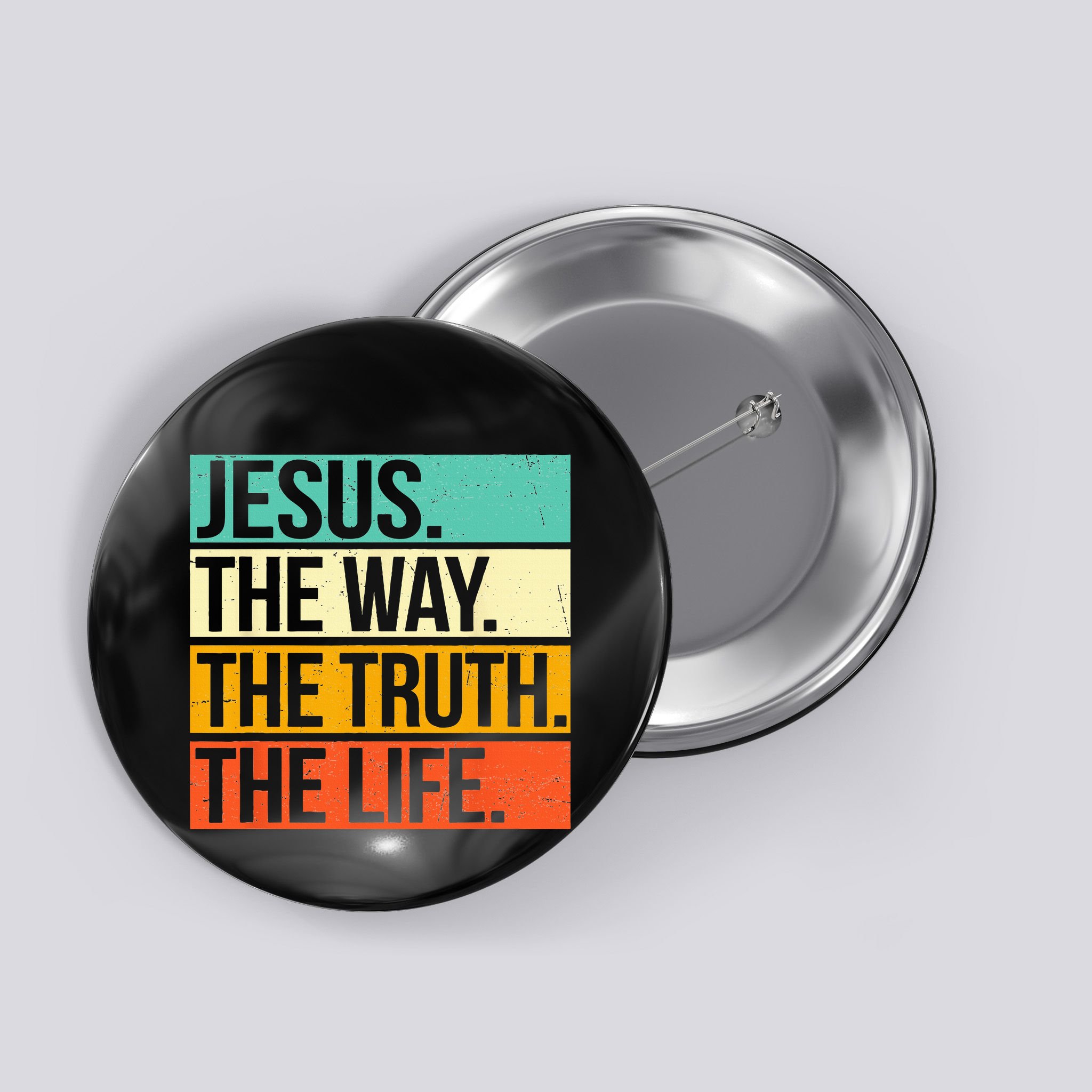 Retro Jesus The Way Truth Life Christian Bible Button