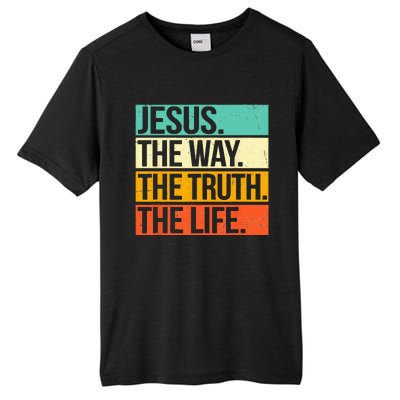 Retro Jesus The Way Truth Life Christian Bible Tall Fusion ChromaSoft Performance T-Shirt