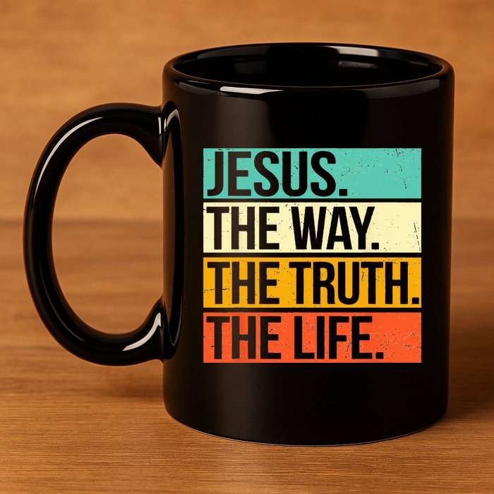 Retro Jesus The Way Truth Life Christian Bible 11oz C Handle Ceramic Mug