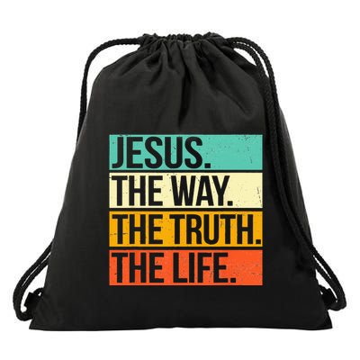 Retro Jesus The Way Truth Life Christian Bible Drawstring Bag