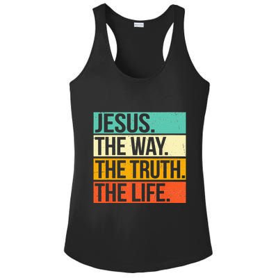 Retro Jesus The Way Truth Life Christian Bible Ladies PosiCharge Competitor Racerback Tank