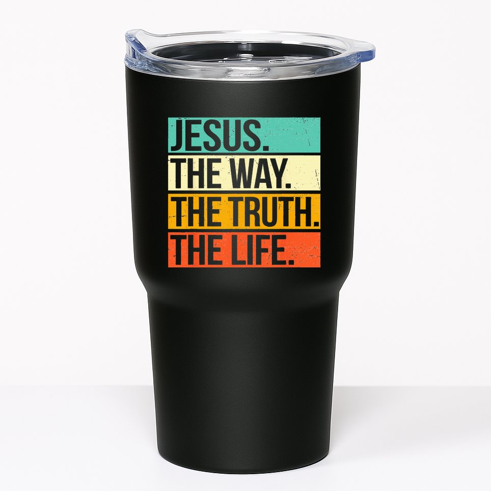 Retro Jesus The Way Truth Life Christian Bible Tumbler