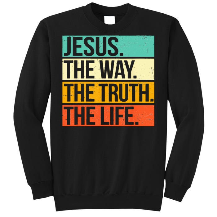 Retro Jesus The Way Truth Life Christian Bible Tall Sweatshirt