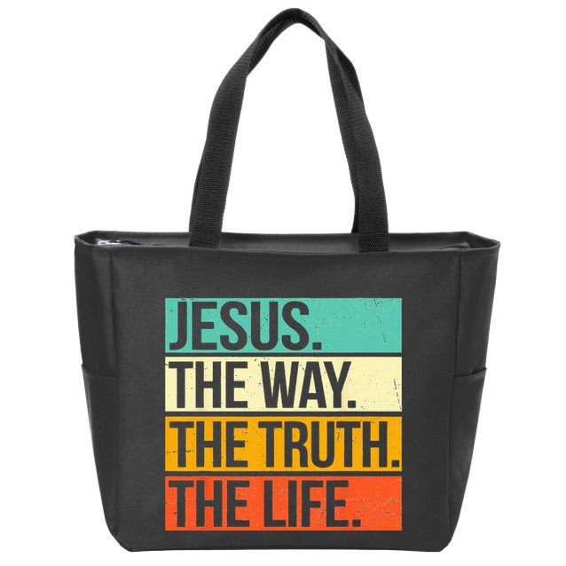 Retro Jesus The Way Truth Life Christian Bible Zip Tote Bag