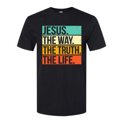 Retro Jesus The Way Truth Life Christian Bible Softstyle CVC T-Shirt