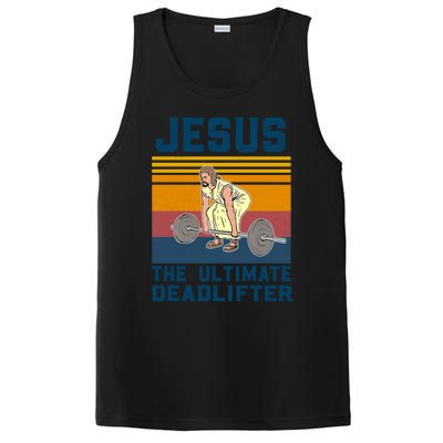 Retro Jesus The Ultimate Deadlifter Christian Gym Clothing Great Gift PosiCharge Competitor Tank