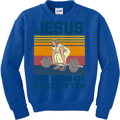 Retro Jesus The Ultimate Deadlifter Christian Gym Clothing Great Gift Kids Sweatshirt