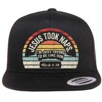 Retro Jesus Took Naps Mark 438 Christian Funny Faith Flat Bill Trucker Hat