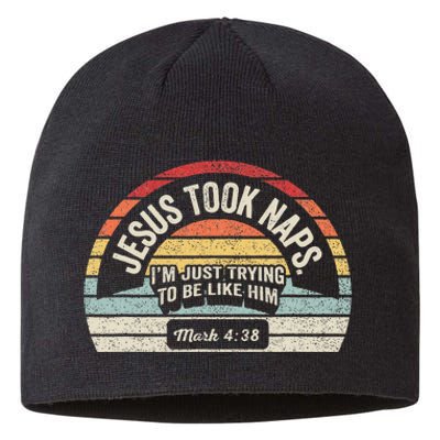 Retro Jesus Took Naps Mark 438 Christian Funny Faith Sustainable Beanie