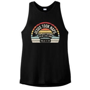 Retro Jesus Took Naps Mark 438 Christian Funny Faith Ladies PosiCharge Tri-Blend Wicking Tank