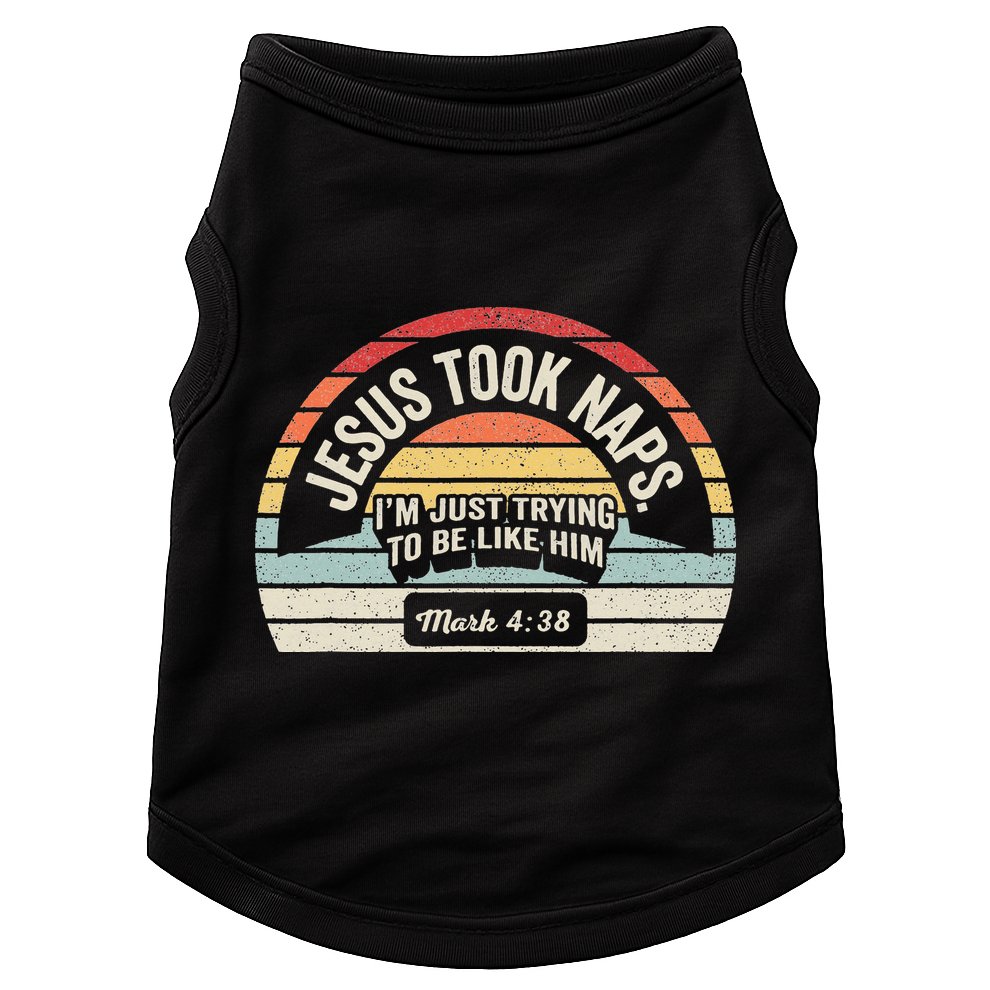 Retro Jesus Took Naps Mark 438 Christian Funny Faith Doggie Tank
