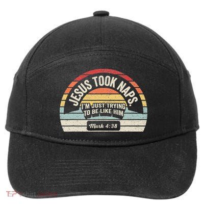 Retro Jesus Took Naps Mark 438 Christian Funny Faith 7-Panel Snapback Hat