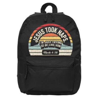 Retro Jesus Took Naps Mark 438 Christian Funny Faith 16 in Basic Backpack