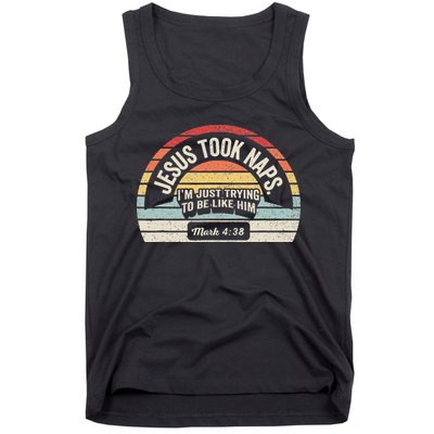 Retro Jesus Took Naps Mark 438 Christian Funny Faith Tank Top