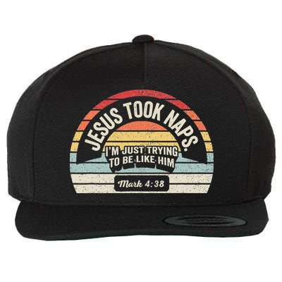 Retro Jesus Took Naps Mark 438 Christian Funny Faith Wool Snapback Cap